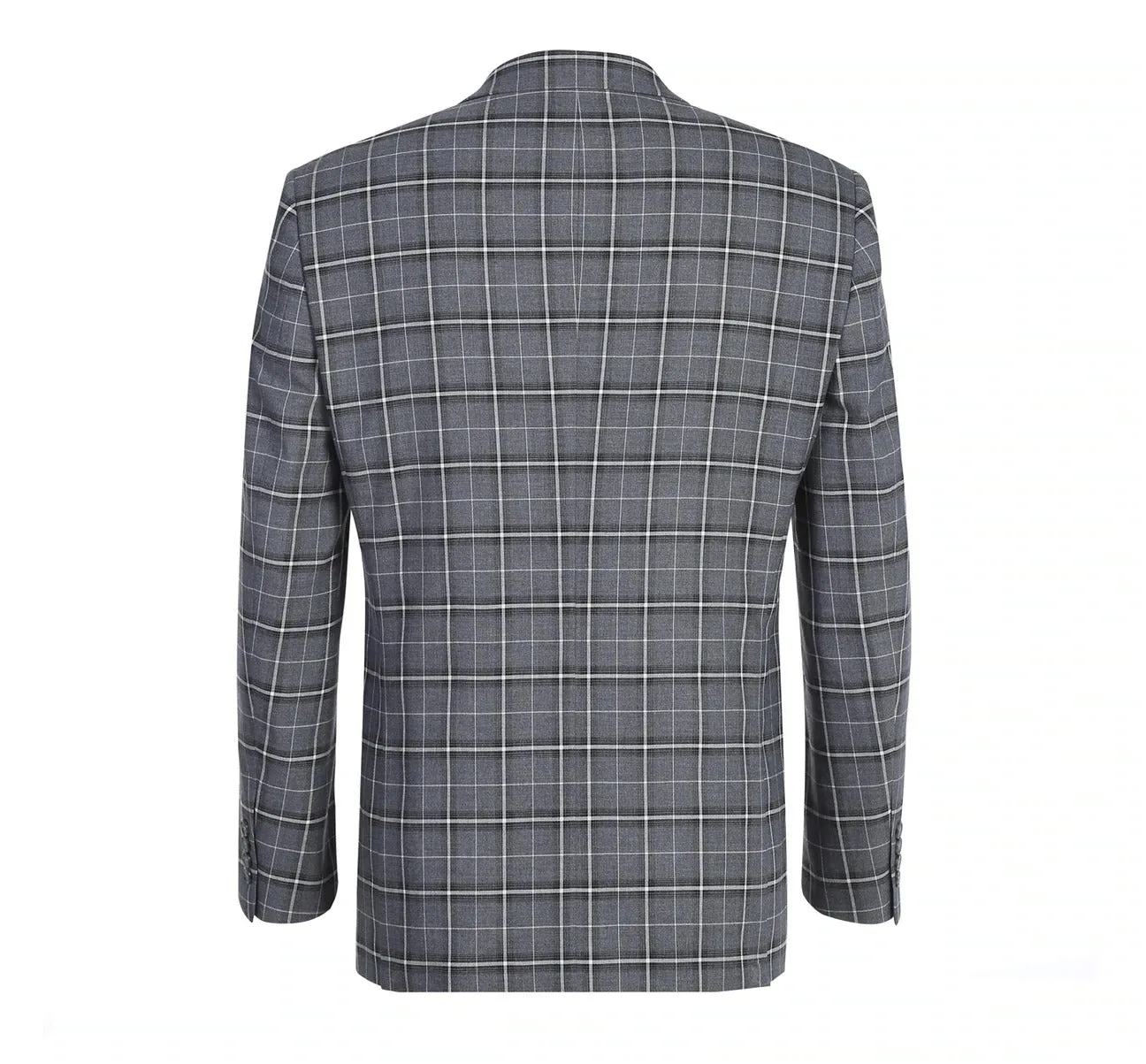 RENOIR Grey Classic Fit Single Breasted Check Suit 293-14