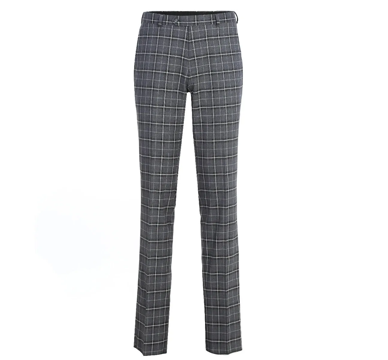 RENOIR Grey Classic Fit Single Breasted Check Suit 293-14