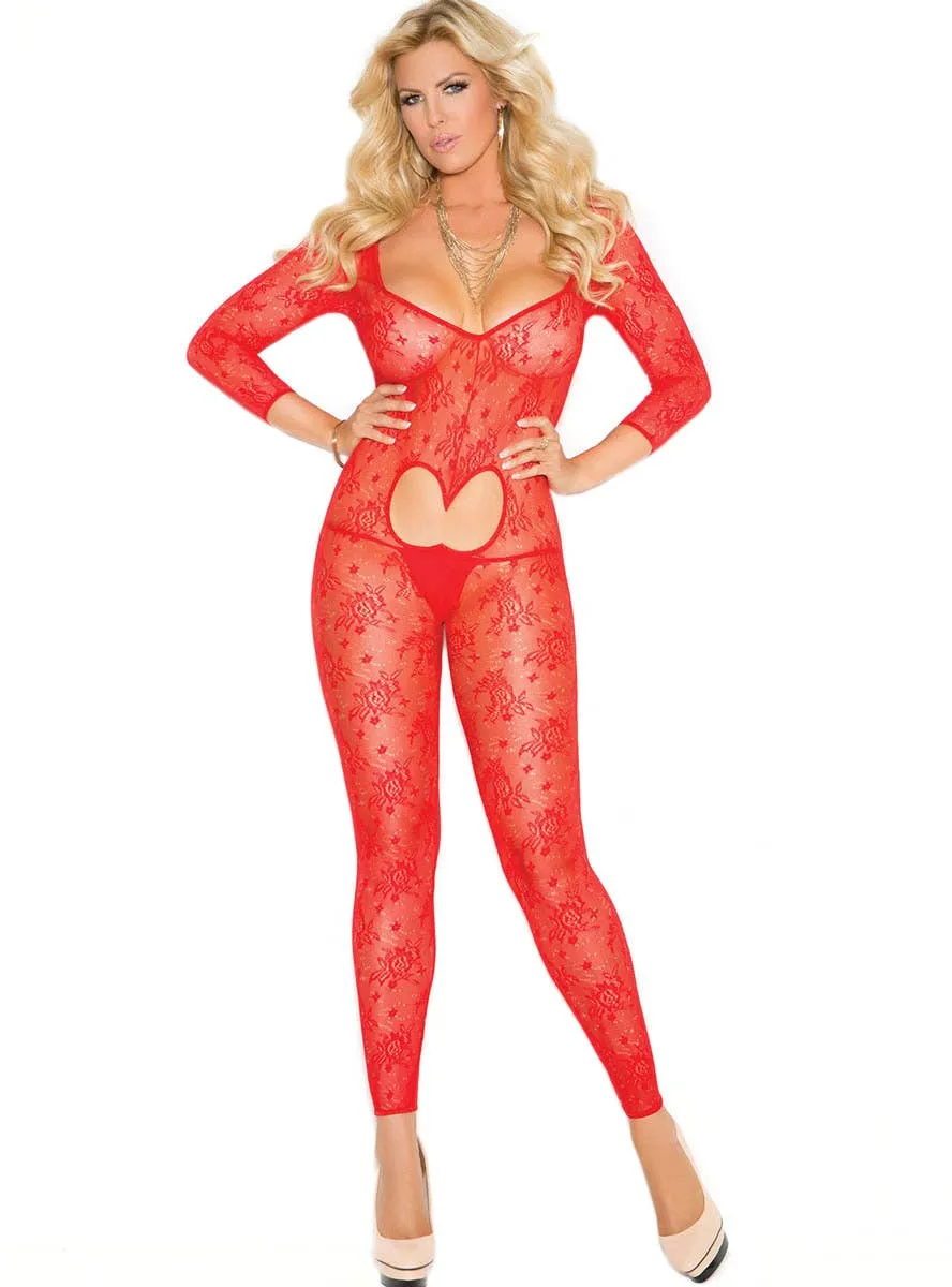 Romantic Red Lace Plus Size Womens Bodystocking