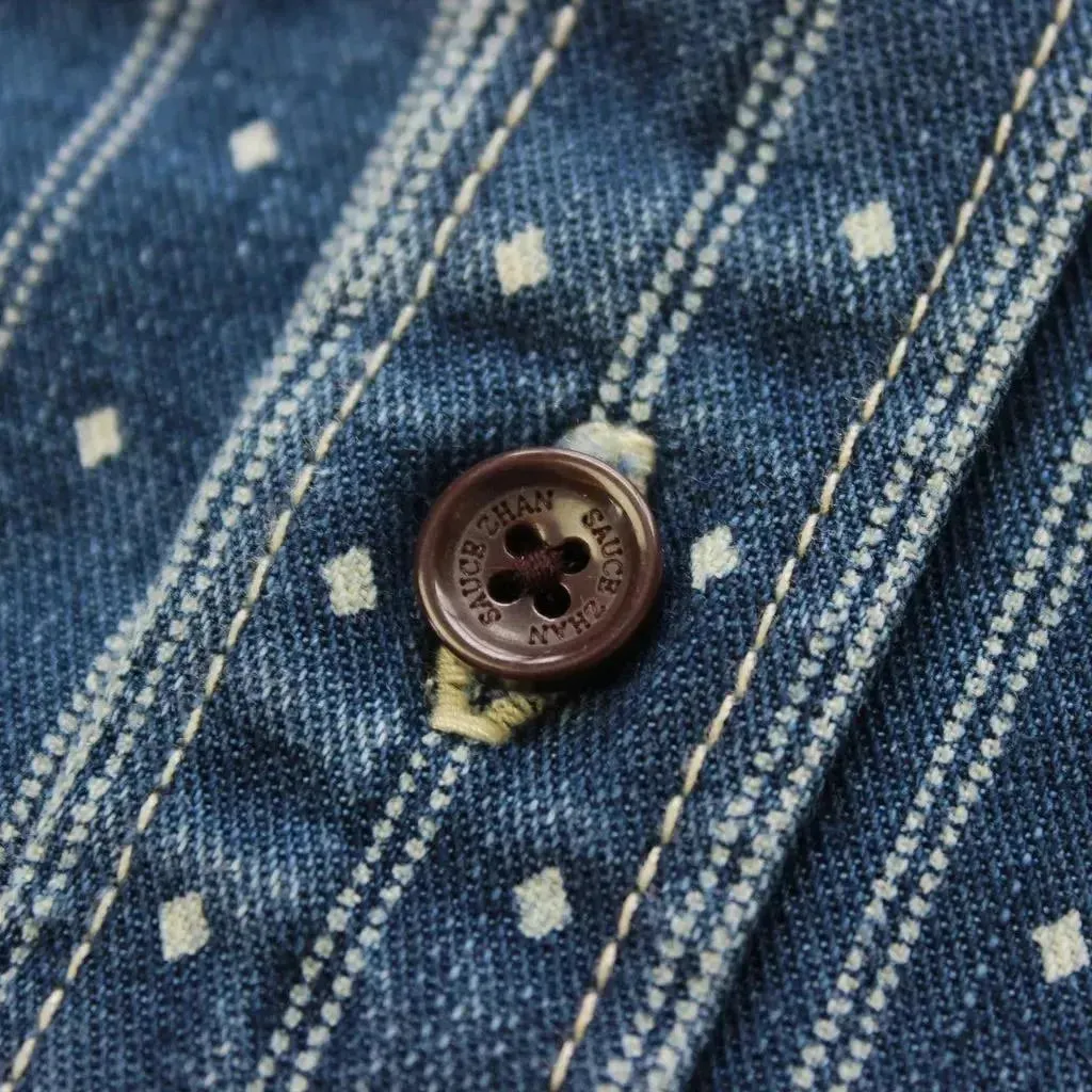 Selvedge chambray denim shirt for men