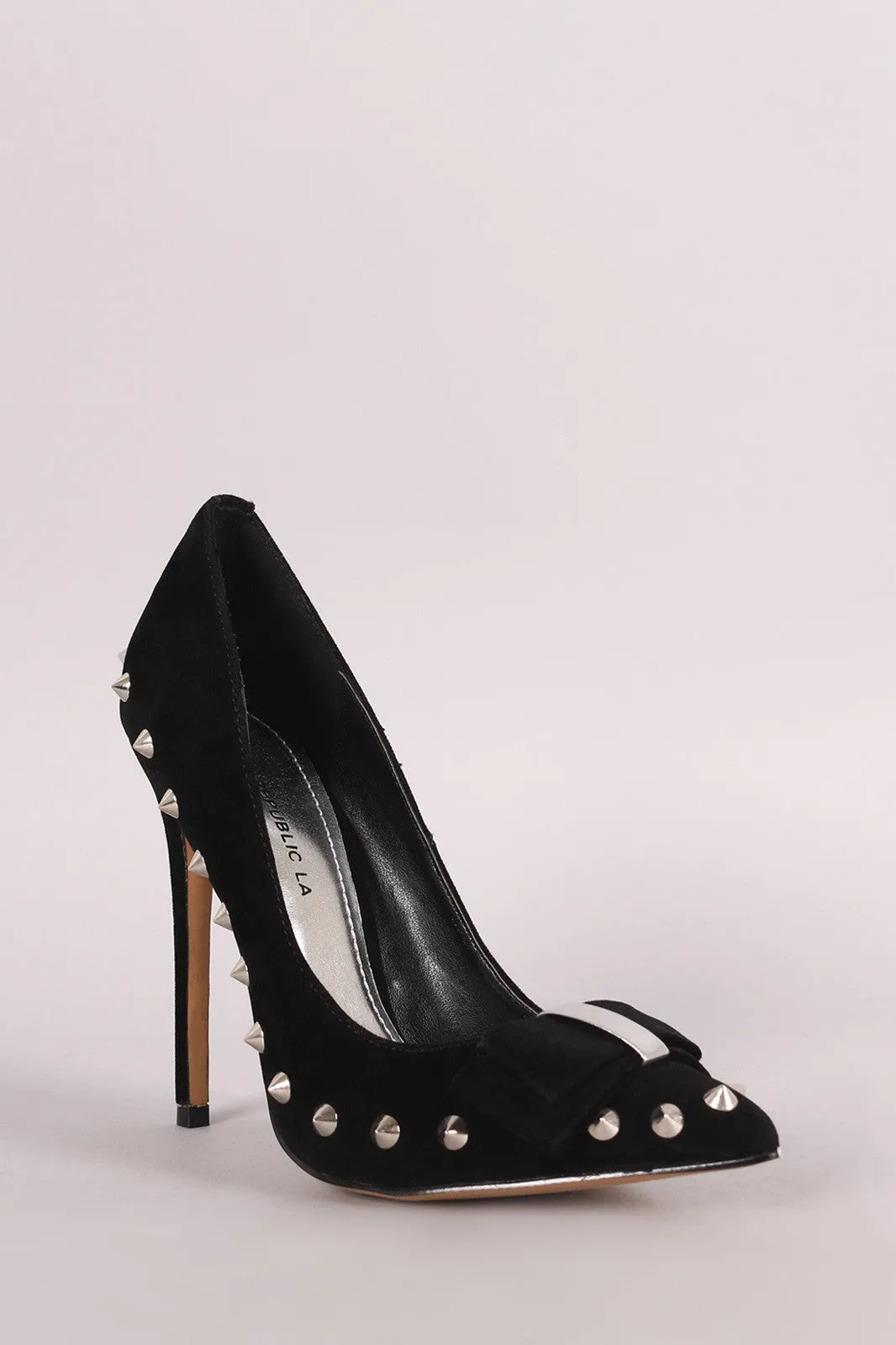 Shoe Republic LA Pointy Studded Spike Bow Pump