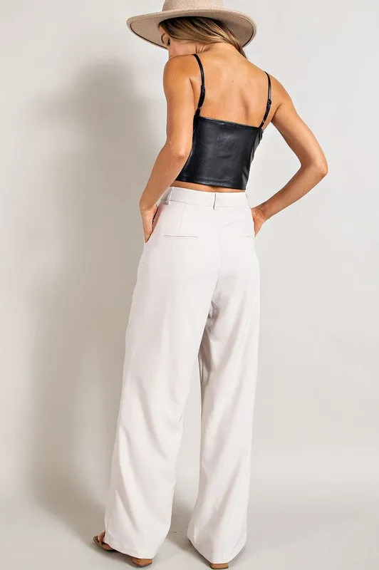 Straight Leg Pleat Trouser Pants