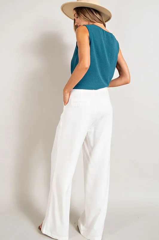 Straight Leg Pleat Trouser Pants