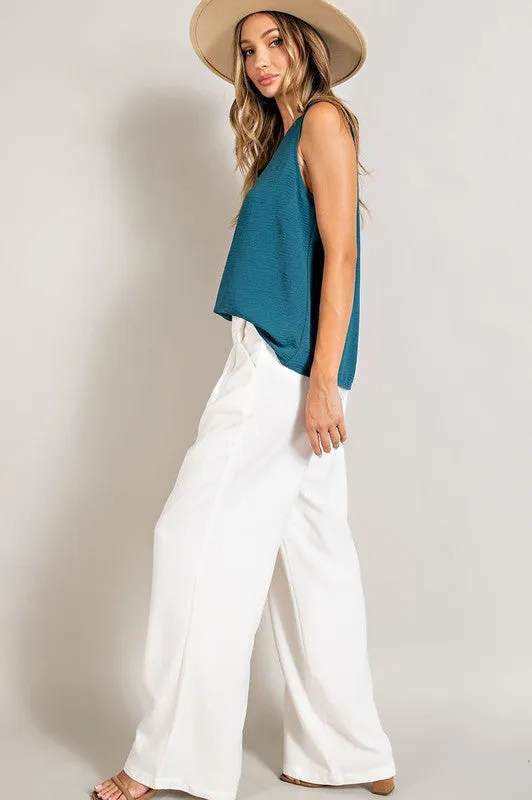 Straight Leg Pleat Trouser Pants