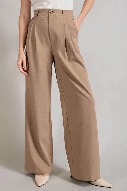 Straight Leg Pleat Trouser Pants