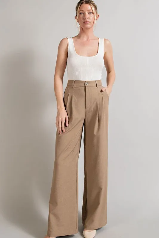 Straight Leg Pleat Trouser Pants