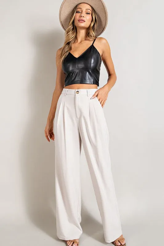 Straight Leg Pleat Trouser Pants