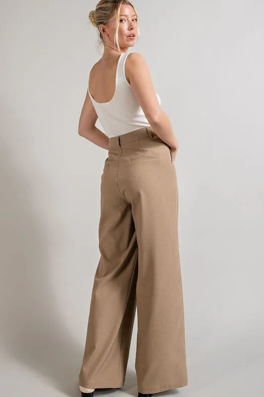 Straight Leg Pleat Trouser Pants