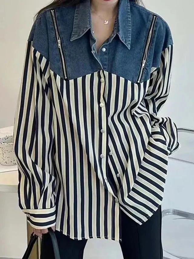 Striped denim shirt