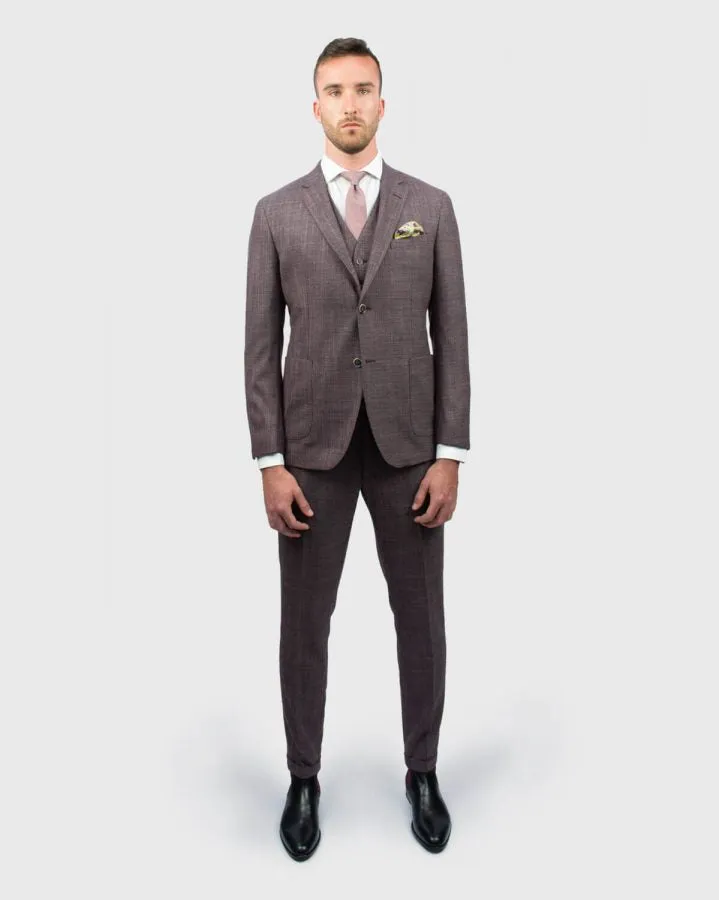 VINCENT & FRANKS VFFGJ606 BURGUNDY 3 PIECE SUIT