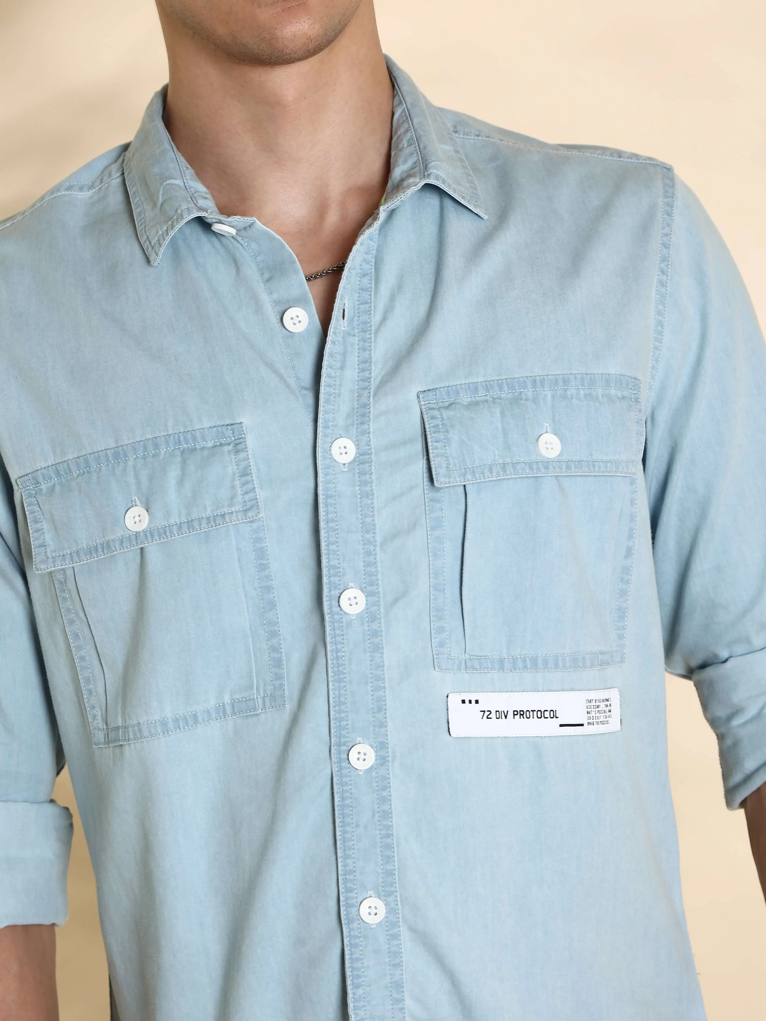 Vintage Blue Classic Denim Shirt