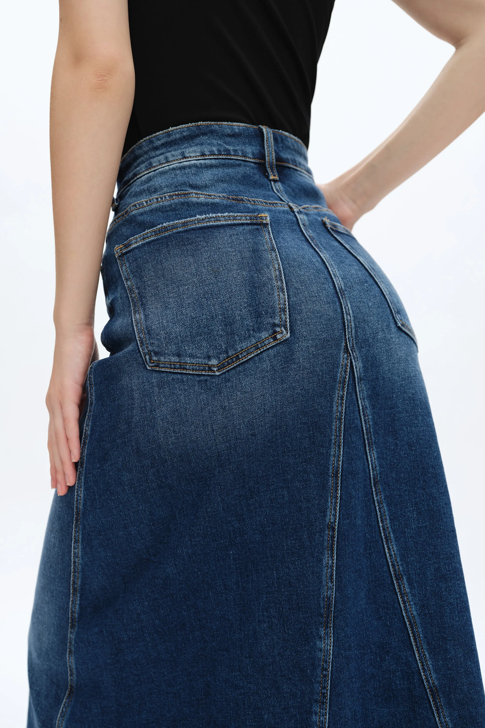 Washed Denim A-Line Skirt