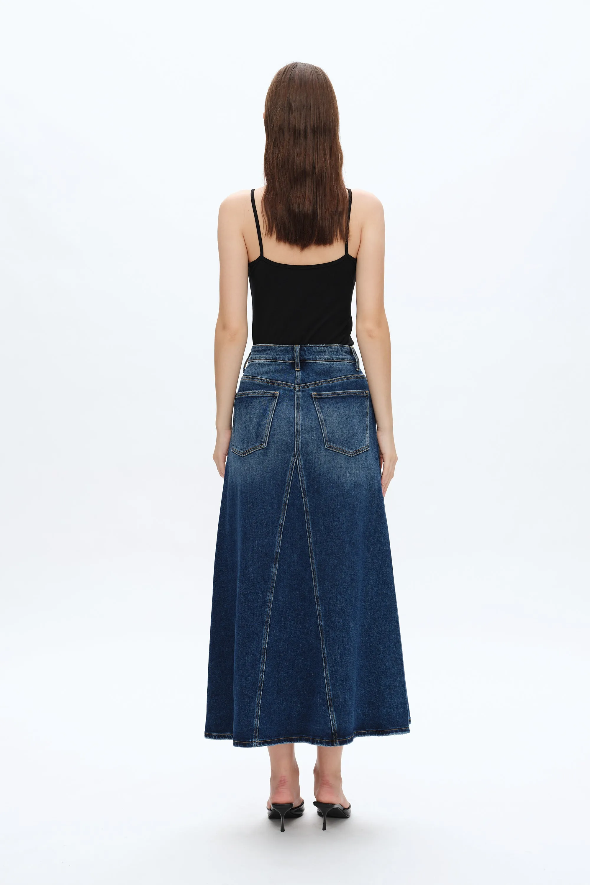 Washed Denim A-Line Skirt